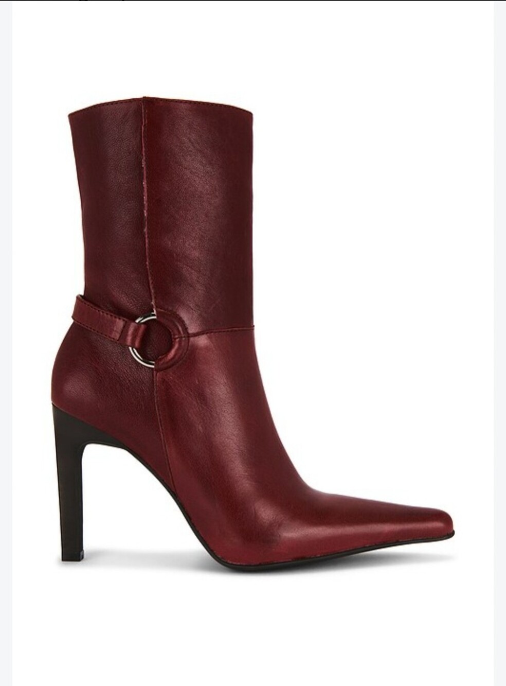 Jeffrey Campbell Wine Colored Leather Mid-Calf Heel Boot size 9(has scuff marks)